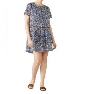Sea New York - Blue Luella Day Dress Boho Print Short Sleeve Mini Dress Sz 4